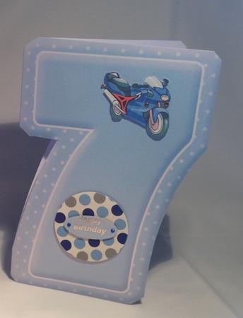 Age 7 Blank Blue Birthday Shape Card by Kathryn Shevill