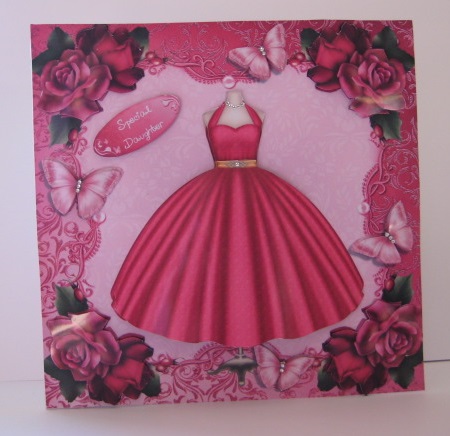 Beautiful Hot Pink Dress with Roses 8x8 Mini Kit by Kathryn Shevill