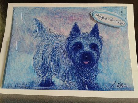 Cairn Terrier Dog Keen for Walk Wavy Corner Stacker Topper by Kathryn Gisby