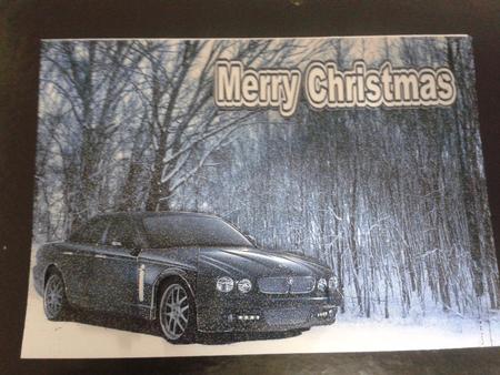Luxury Jaguar Blue in Snowy Scenery Decoupage by Kathryn Gisby