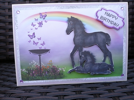 Rainbow of Hope 2 - A5 card front with decoupage by Kathleen Collison