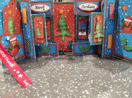 3D Xmas Robins Double Tri Shutter Card Kit by Kathleen Collison