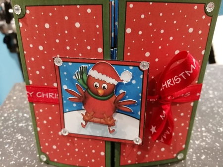 3D Xmas Robins Double Tri Shutter Card Kit by Kathleen Collison