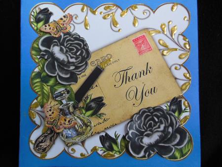 Black Roses Thank You Ink Saver 8in Decoupage Topper by Kathy Holyoake