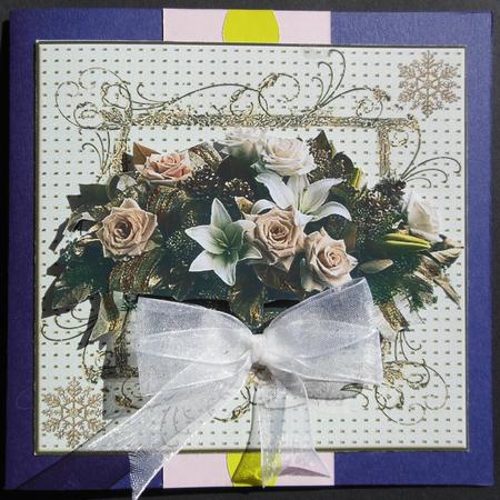 Gold & Flowers Seasons Greetings Topper & Decoupage by Kathy Holyoake