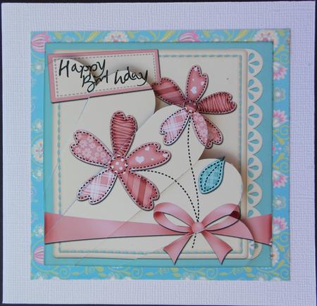 Birthday Flowers & Lace Fan Pyramage Topper by Kathy Holyoake