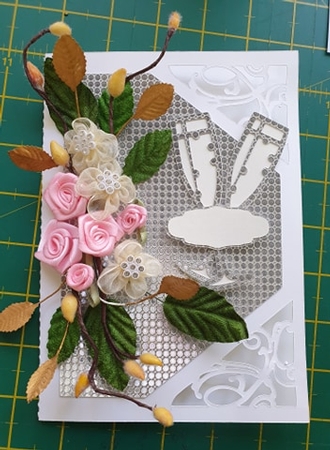 congratulations card with champagne glasses and flowers by Katie King