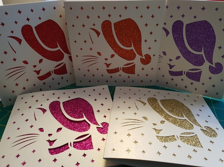 CHRISTMAS CAT SQUARE CARD by Katie King