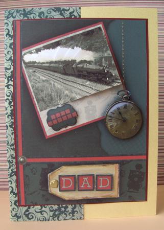 Vintage Steam Train Card Front & Corner Stacker by Cat McCormick