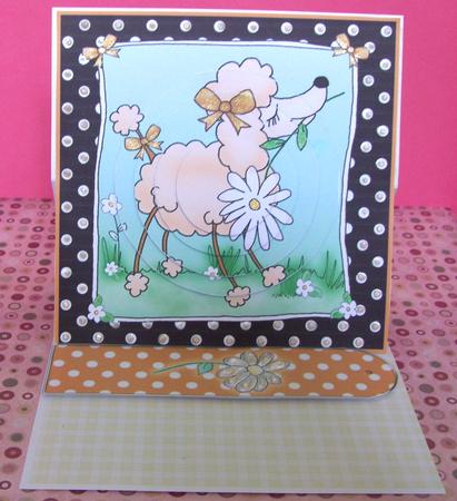 Cute Poodle Quick Card with Circle Pyramage by Cat McCormick