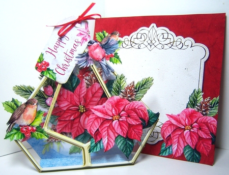 Christmas Poinsettias 3d Terrarium Cards & Envelopes Kit by Katie Silver