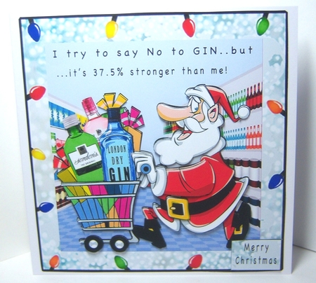 I Try To Say No To GIN Santa - Decoupage by Katie Silver