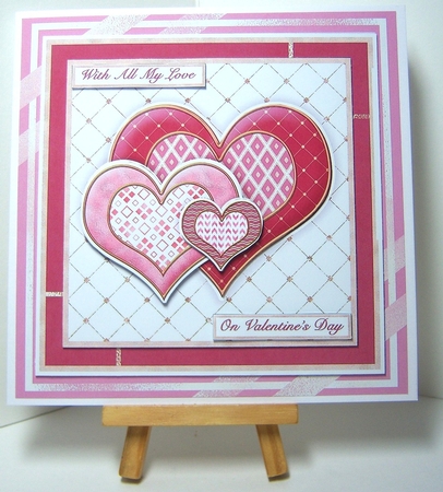 PINK & GOLD HEARTS Various Occasions 6x6 Decoupage Card Kit by Katie Silver