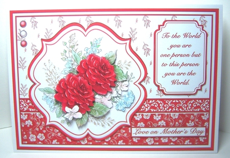 RED ROSES SPRAY A5 Decoupage & Insert Card Kit by Katie Silver