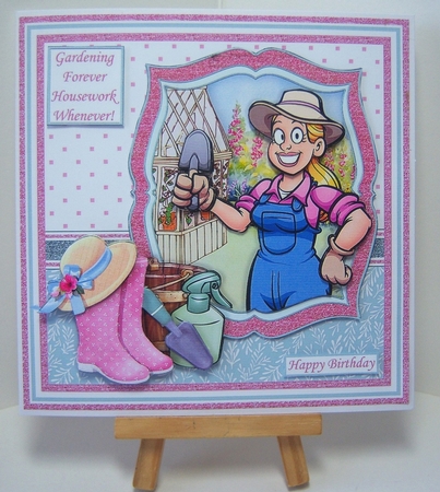 GARDENING FOREVER HOUSEWORK WHENEVER Humorous 7.5 Decoupage Kit by Katie Silver