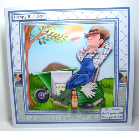 GARDENER ITS A HARD LIFE Humorous 7.5 Decoupage Card Kit by Katie Silver