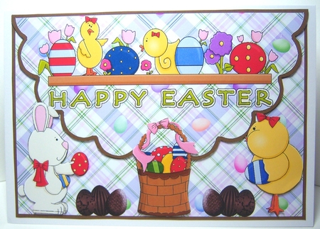 Chocolate Easter Eggs Scalloped Edge Card Front by Katie Silver