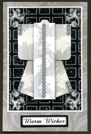 A6 Sparkling Night Kimono Card in Monochrome Decoupage by Katie Silver