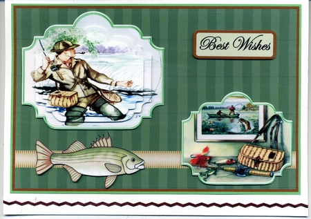 Fishing Day Card Front with Toppers by Katie Silver