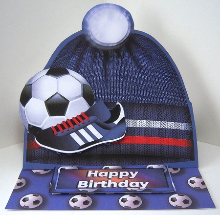 Football Hat Easel Card Mini Kit - Blue, Red & White by Katie Silver