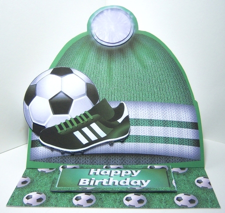 Football Hat Easel Card Mini Kit - Green & White by Katie Silver