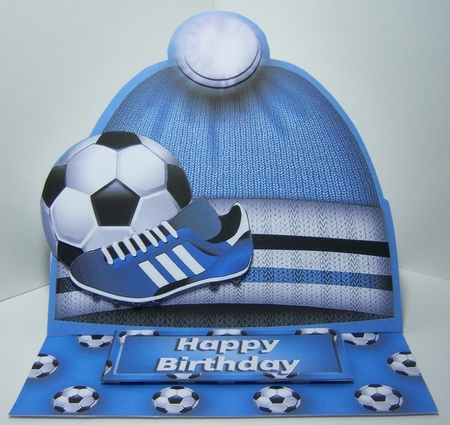 Football Hat Easel Card Mini Kit - Pale Blue & White by Katie Silver