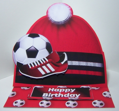 Football Hat Easel Card Mini Kit - Red, Black & White by Katie Silver