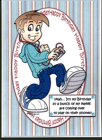 Teen Boy and His Phone Quick Card by Katie Silver