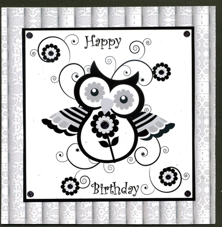 Owl 8x8 Black and White Topper by Katie Silver