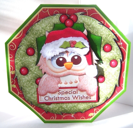 Christmas Owl Wreath Peeper with Decoupage Mini Kit by Katie Silver
