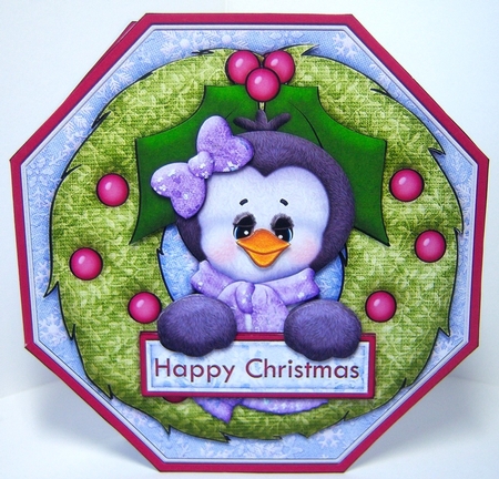 Christmas Penguin Wreath Peeper with Decoupage Mini Kit by Katie Silver