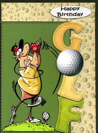 Cartoon Golfer Over the Edge by Katie Silver