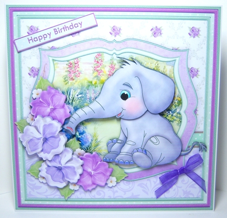 Smelling the Pansies Cute Elephant Mini Kit & Decoupage by Katie Silver