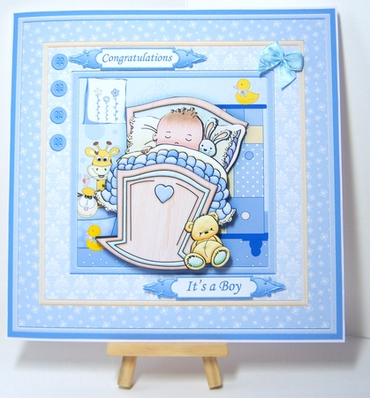 Cute Cradle New Baby Boy 8x8 Mini Kit & Decoupage by Katie Silver