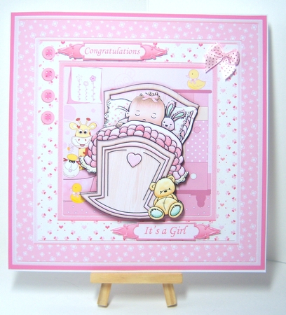 Cute Cradle New Baby Girl 8x8 Mini Kit & Decoupage by Katie Silver