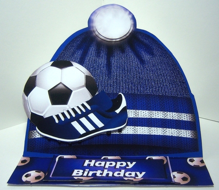 Football Hat Easel Card Dark Blue and White by Katie Silver