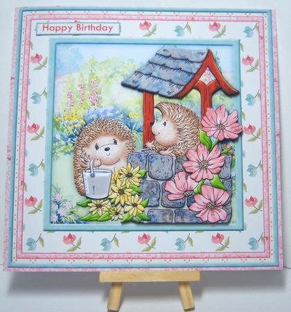 Wishing Well Hedgehogs 8x8 Decoupage Mini Kit All Occasions by Katie Silver