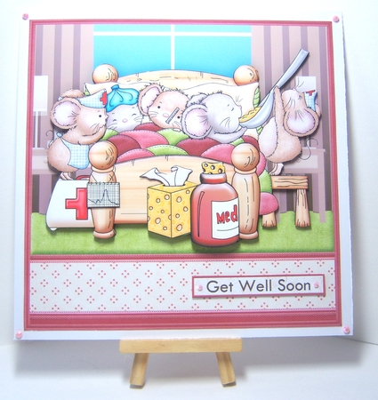 Poorly Mice Get Well Soon 7.5 Decoupage Mini Kit by Katie Silver