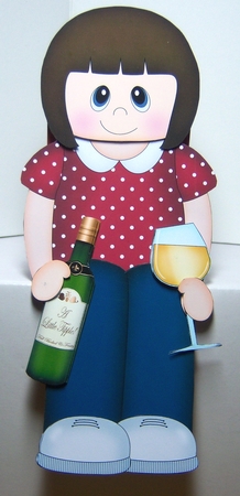 3D On the Shelf Card Kit - Donya relaxes with a nice glass of White Wine by Katie Silver