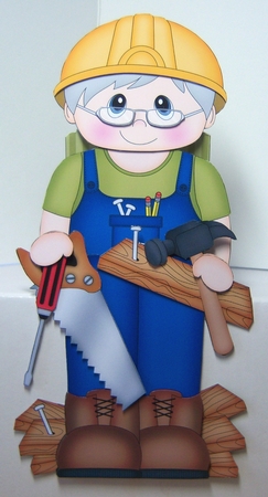 3D On the Shelf Card Kit - Little Hammer & Nail Carpenter Joiner Frederick by Katie Silver
