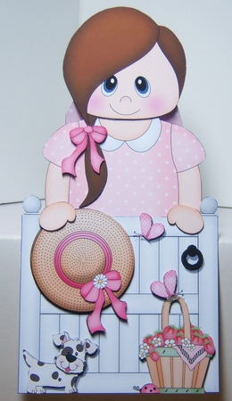 3D On the Shelf Card Kit - Cute Little Teen Adella is at the Garden Gate by Katie Silver