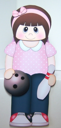 3D On the Shelf Card Kit - Little Teen Jacquelin enjoys a game of 10 Pin Bowling by Katie Silver
