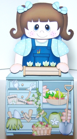 3D On the Shelf Card Kit - Cute Little Girl Kristi is in the Potting Shed  by Katie Silver
