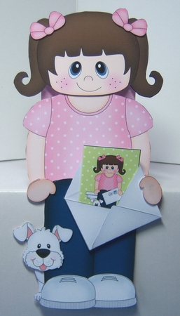 3D On the Shelf Card Kit - Cute little Girl Cristina has a Mini Card & Envelope by Katie Silver