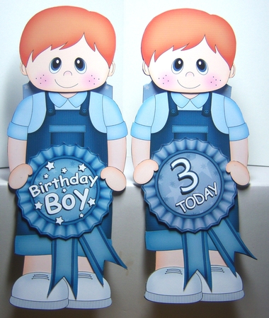 3D On the Shelf Card Kit - Little Toddler Lucio is the Birthday Boy with ages 1 - 5 age Rosette Decoupage by Katie Silver