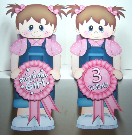 3D On the Shelf Card Kit - Little Toddler Cyndi is the Birthday Girl with ages 1 - 5 age Rosette Decoupage by Katie Silver