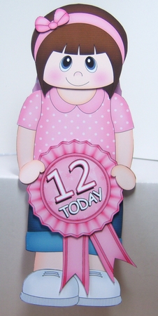 3D On the Shelf Card Kit - Little Teen Carlie is the Birthday Girl with ages 12 - 17 age Rosette Decoupage by Katie Silver