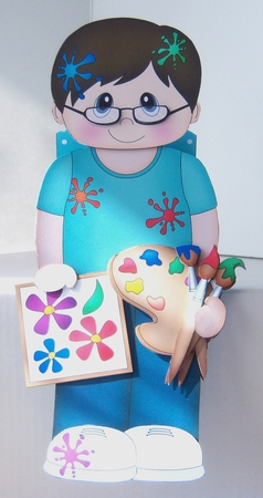 3D On the Shelf Card Kit - Little Artist Randell is being very creative in the Studio by Katie Silver