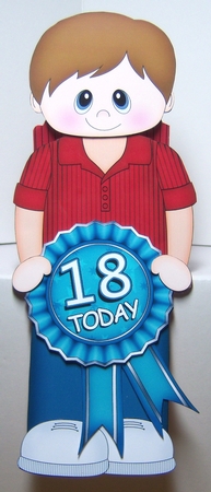  3D On the Shelf Card Kit - Young Man Flynn is the Birthday Boy with ages 18 - 25 age Rosette Decoupage by Katie Silver