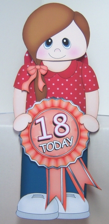 3D On the Shelf Card Kit - Young Lady Debbie is the Birthday Girl with ages 18 - 25 age Rosette Decoupage by Katie Silver